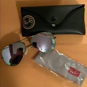 Ray Ban aviator light purple mirrored sunglasses